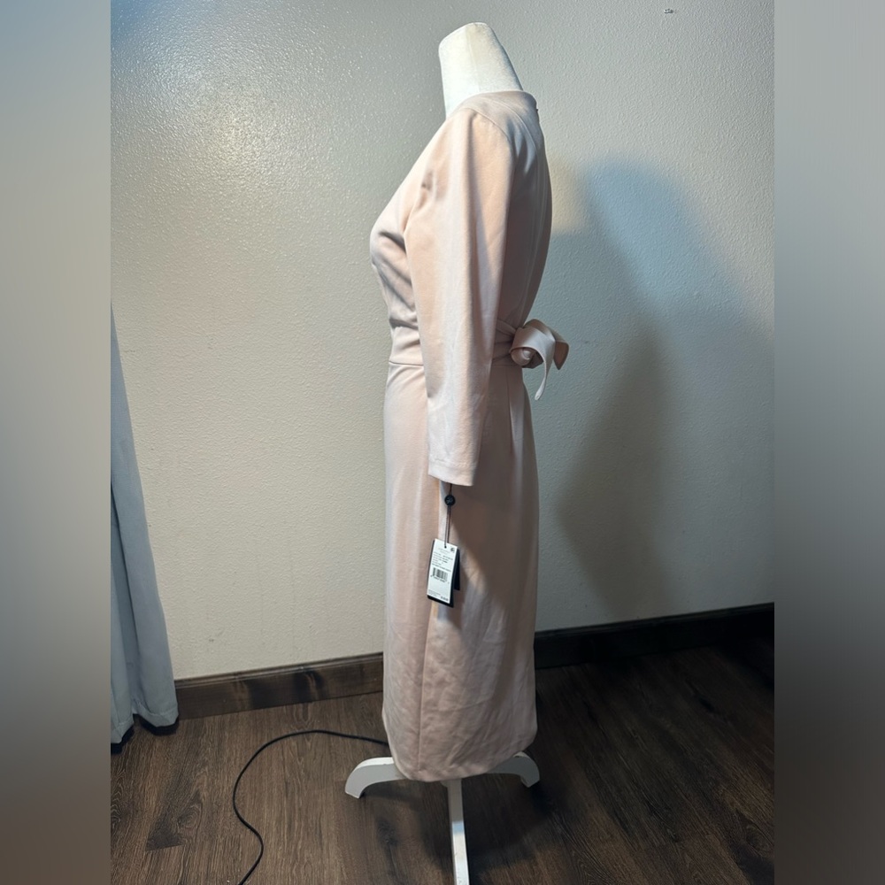 Adrianna papell knit crepe tie waist sheath dress blush pink women size 2 - Picture 7 of 17